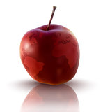 vector illustration of red apple with planet earth
