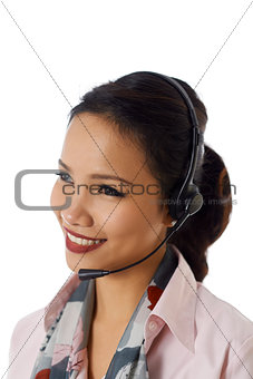 Asian girl working as customer service representative
