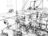 Industrial equipment. Wire-frame render