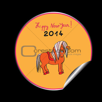 happy new year horse sticker