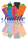 Seattle Abstract Skyline Reflection Illustration