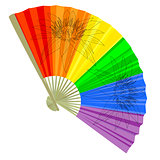 traditional, a rainbow Folding Fans. Vector illustration.