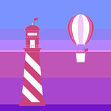 Lighthouse and balloon romantic background