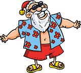 Cartoon Santa on vacation