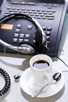 have a break in office coffe on desk business lifestyle