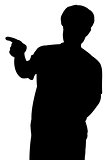 Young man pointing, vector illustration
