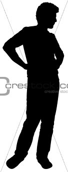 boy standing, silhouette vector