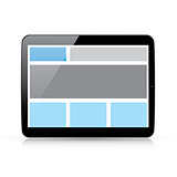 Web coding concept - responsive html and css web design in horizontal tablet