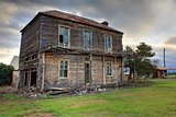 Old abandoned two storey wooden farmhouse