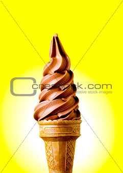 Chocolate flavour ice cream cone