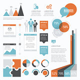 Retro business set of infographic elements vector - Illustration