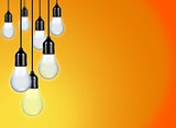 Light Bulbs over Orange Background