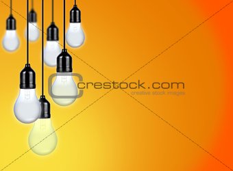 Light Bulbs over Orange Background