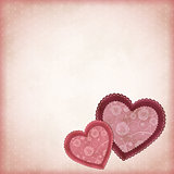 Beautiful hearts on a vintage background