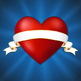 Heart with a ribbon on a dark blue background