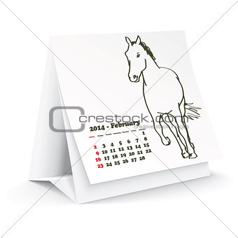 February 2014 desk horse calendar