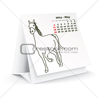 May 2014 desk horse calendar
