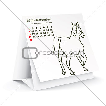November 2014 desk horse calendar