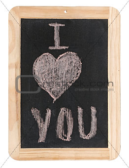 I Love You. Handwritten message on a chalkboard 
