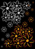 Abstract flowers on black background
