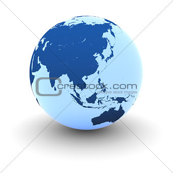 Asia on Blue Earth