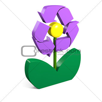 Recycling symbol on flower