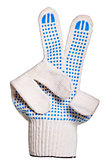 cotton gloves, non-slip shows a victory sign