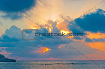 scenic dawn sky over the sea in good weather