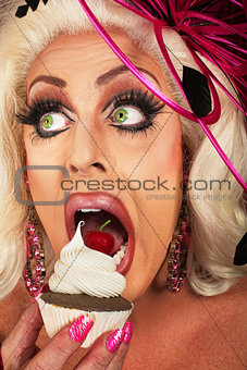 Blond Woman Snacking