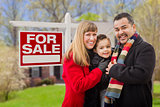 Mixed Race Family, Home and For Sale Real Estate Sign