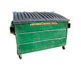 Green Trash or Recycle Dumpster On White with Clipping Path