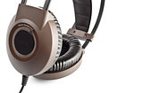 brown stereo headphones closeup