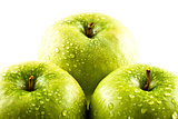 green apples with water drops