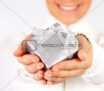 Happy female with a gift