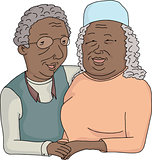 Smiling Elderly Couple Cartoon