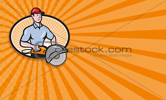Construction Worker Concrete Saw Consaw Cartoon