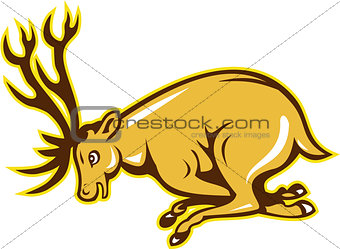 Deer Charging Side Cartoon