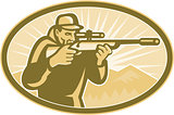 Hunter Aiming Rifle Oval Retro