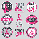 Breast Cancer Awareness Ribbons and Badges