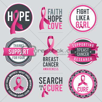 Breast Cancer Awareness Ribbons and Badges