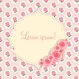 Cute Frame with Rose Flowers  Vector Illustration