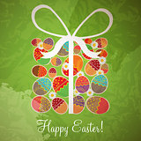 Easter card template - gift box from eggs