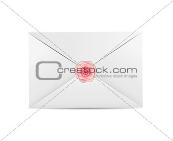 Valentine`s Day Card with Envelope and Rose Vector Illustration