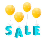 Balloons with Sale Letters . Concept of Discount. Vector Illustr