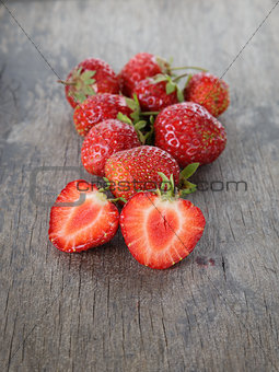 fresh organic strawberries from garden