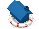 Life buoy with blue house