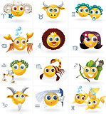 Zodiac Signs - Icons/Smiley Figures - Vector Set