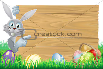 Easter bunny and eggs basket sign