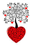 heart tree growing from heart