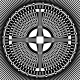 Cross in decorative circle pattern. 